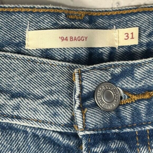 Levis 94 Baggy Distressed Jeans Blue Denim Size 31 Skater Wide Leg Pants - Picture 4 of 12